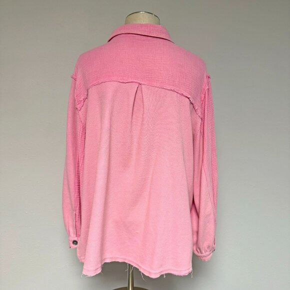 POL Washed Waffle Knit Boyfriend Shirt - Picture 3 of 9